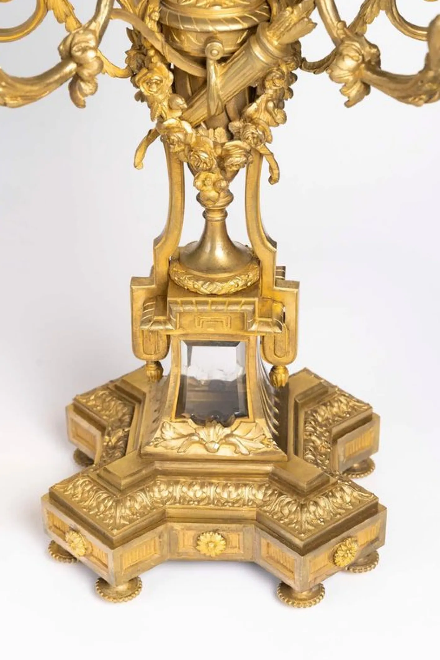 Napoleon III Kaminsims-Set aus vergoldeter Bronze, 3er Set