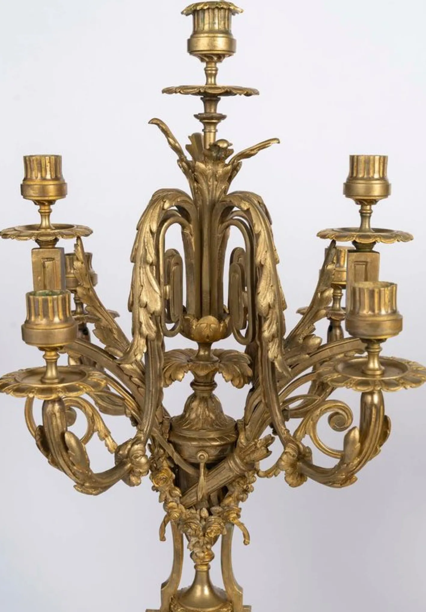 Napoleon III Kaminsims-Set aus vergoldeter Bronze, 3er Set