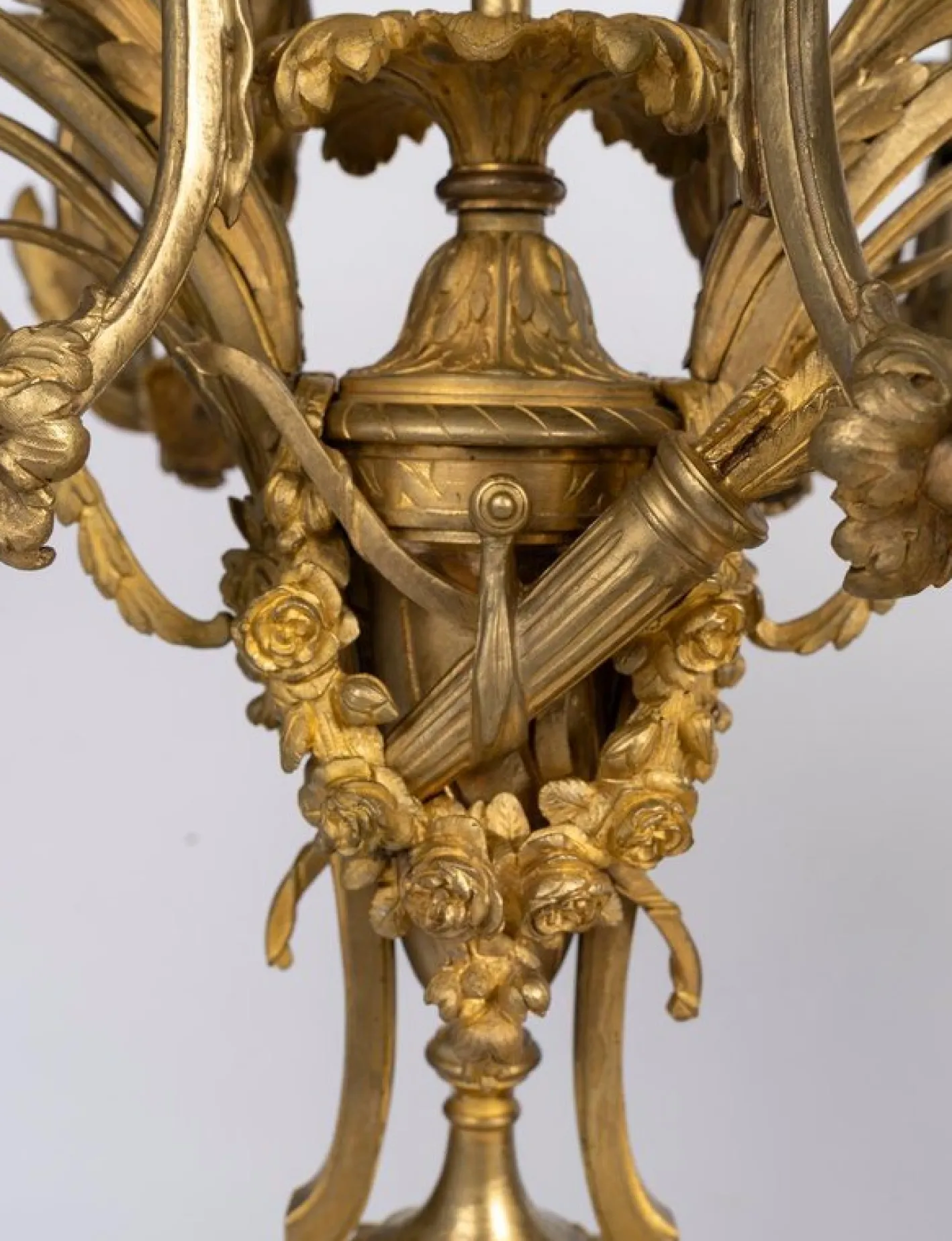 Napoleon III Kaminsims-Set aus vergoldeter Bronze, 3er Set