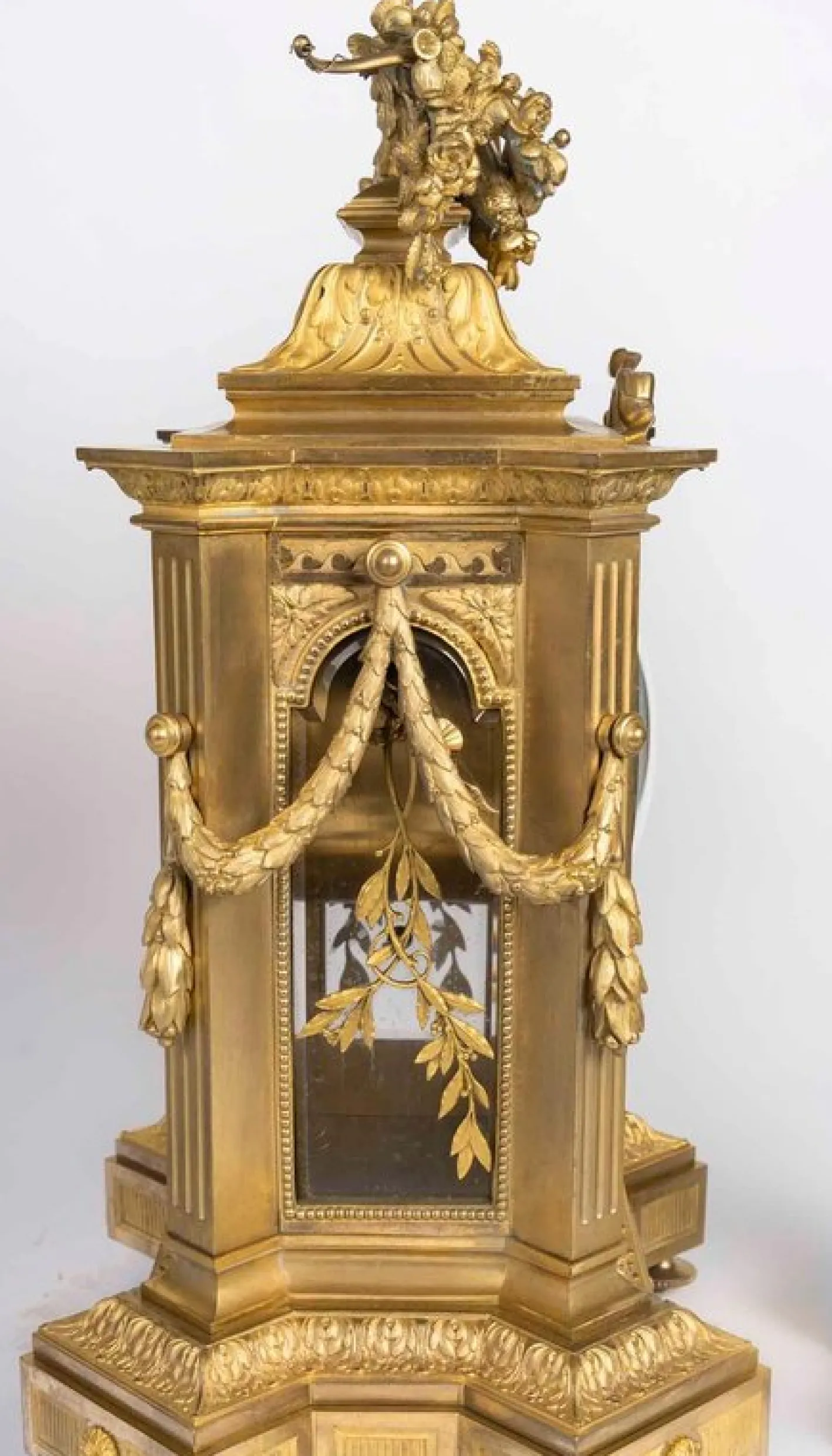 Napoleon III Kaminsims-Set aus vergoldeter Bronze, 3er Set