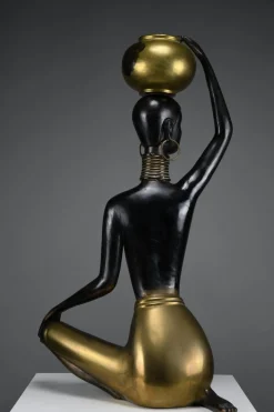 Ndebele Künstlerskulptur aus Messing & Kupfer, 1960er