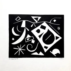 Otto Nebel, Gemälde l.460, 1954, Linolschnitt, Papier