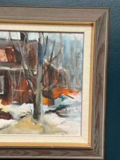 Pia Hesselmark-campbell, The Forge, 1960er, Ölgemälde auf Leinwand, gerahmt