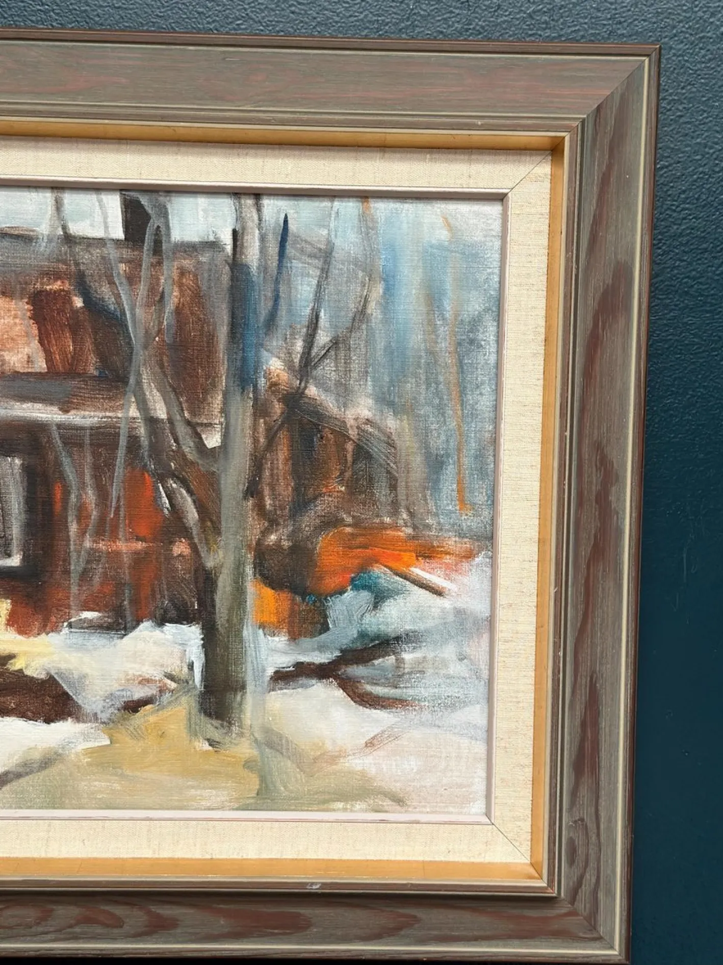 Pia Hesselmark-campbell, The Forge, 1960er, Ölgemälde auf Leinwand, gerahmt