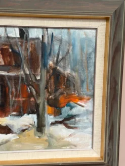 Pia Hesselmark-campbell, The Forge, 1960er, Ölgemälde auf Leinwand, gerahmt