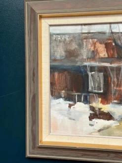 Pia Hesselmark-campbell, The Forge, 1960er, Ölgemälde auf Leinwand, gerahmt