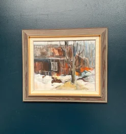 Pia Hesselmark-campbell, The Forge, 1960er, Ölgemälde auf Leinwand, gerahmt
