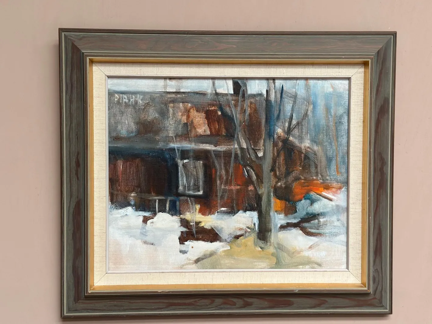 Pia Hesselmark-campbell, The Forge, 1960er, Ölgemälde auf Leinwand, gerahmt