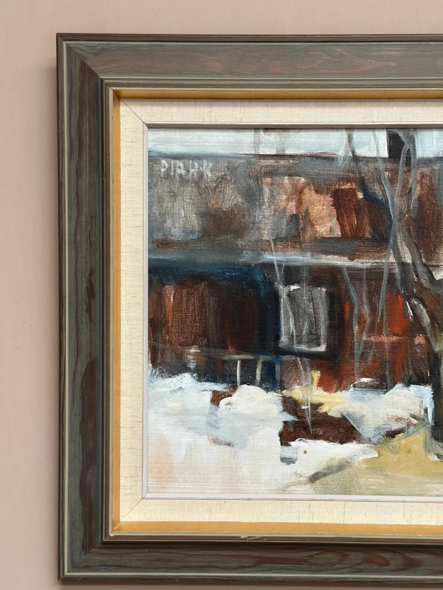 Pia Hesselmark-campbell, The Forge, 1960er, Ölgemälde auf Leinwand, gerahmt