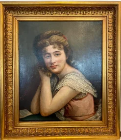Porträt einer jungen Frau, 1920er Jahre, Öl auf Leinwand, gerahmt