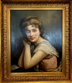 Porträt einer jungen Frau, 1920er Jahre, Öl auf Leinwand, gerahmt