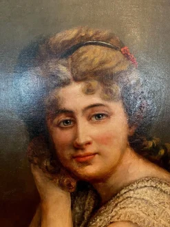 Porträt einer jungen Frau, 1920er Jahre, Öl auf Leinwand, gerahmt