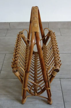 Rattan Zeitschriftenständer, 1960er