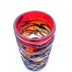 Rote Zylindrische Vase aus Muranoglas von YourMurano