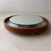 Runder beleuchteter Spiegel aus Teak, 1960er
