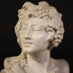 Satyr und Bacchante, 1880, Skulpturen aus weißem Marmor, 2er Set