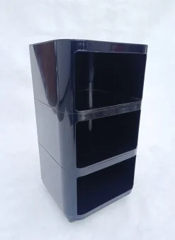 Schwarzer modularer quadratischer Behälter von Anna Castelli Ferrieri für Kartell