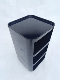 Schwarzer modularer quadratischer Behälter von Anna Castelli Ferrieri für Kartell