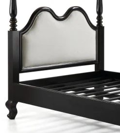 Schwarzes ebonisiertes Queensize-Bett aus Mahagoni im Louis XV-Stil