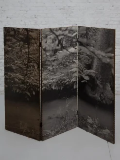 Schwarzweißer Wandschirm mit Waldbildern, Belgien, 1960er