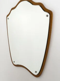 Schwedischer Moderner Organisch Geformter Teak Wandspiegel, 1950er