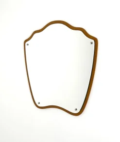 Schwedischer Moderner Organisch Geformter Teak Wandspiegel, 1950er