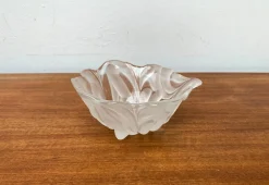 Schwere deutsche Vintage Glasschale mit Blumenmuster von Walther Glas, 1970er