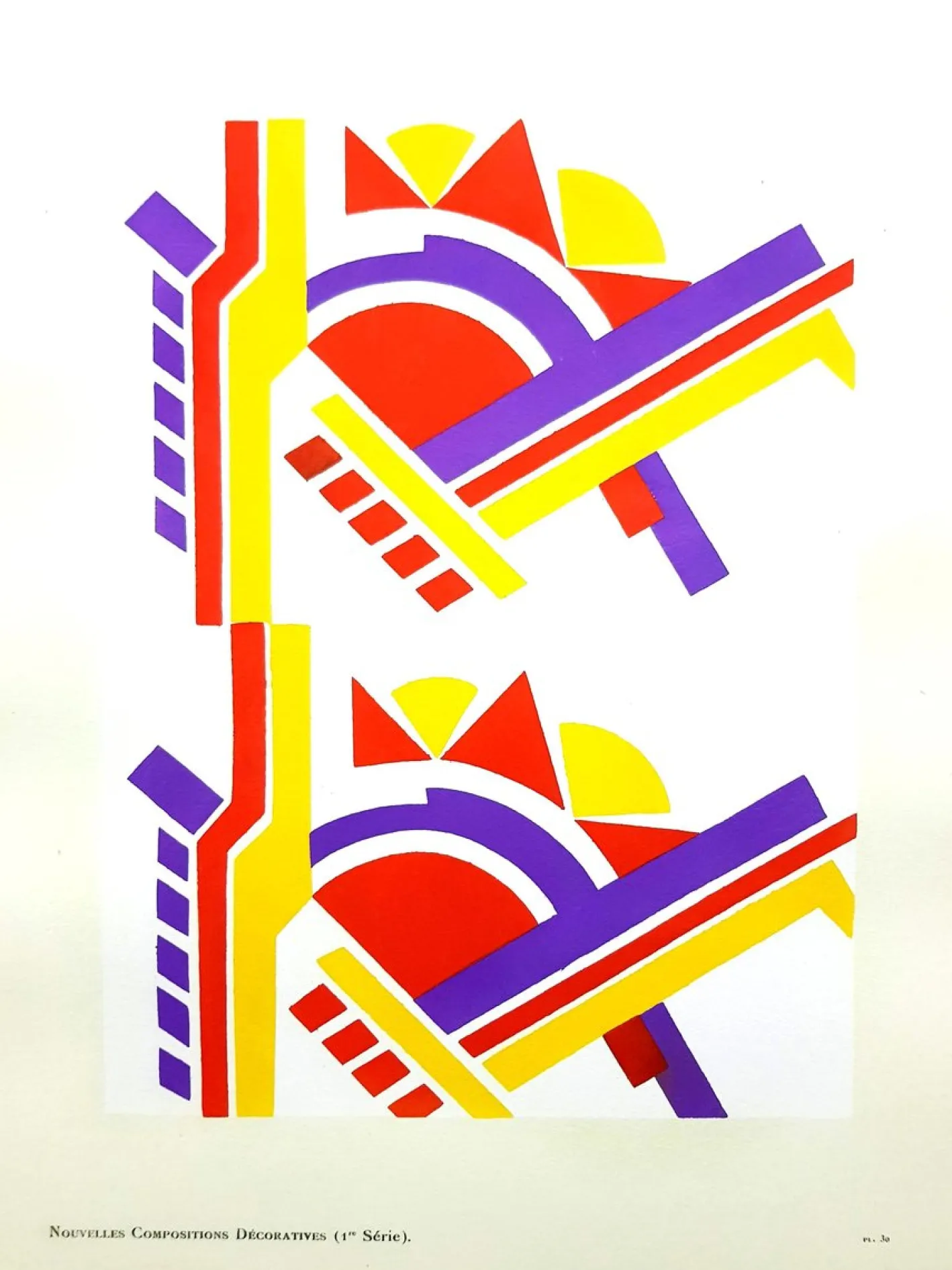 Serge Gladky - Bunte Art Deco Komposition - Original Pochoir C.1925