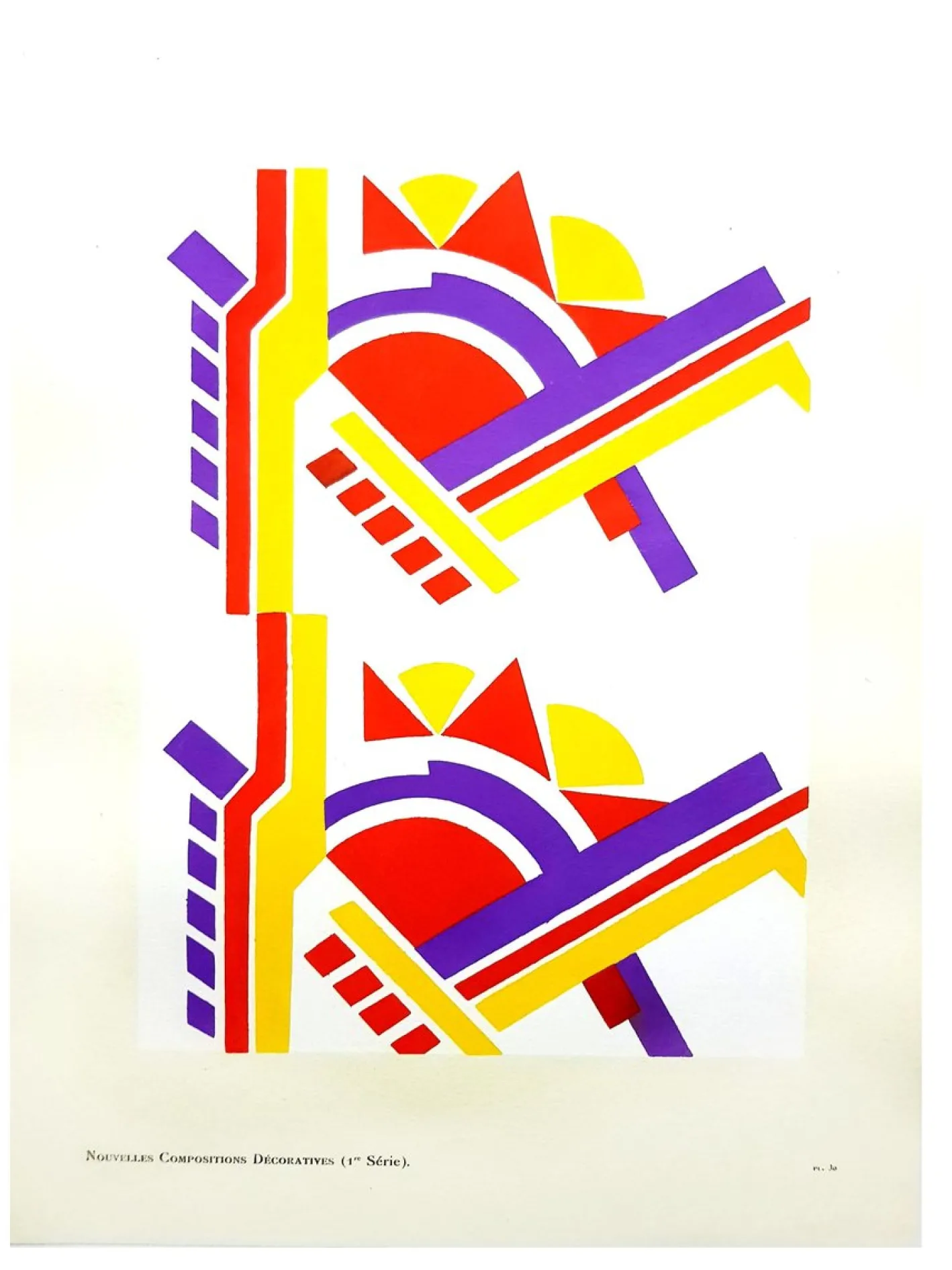 Serge Gladky - Bunte Art Deco Komposition - Original Pochoir C.1925