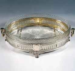 Silberner Jugendstil Jardinière mit geschliffenem Glaseinsatz von Wilhelm Binder, Deutschland, 1900er