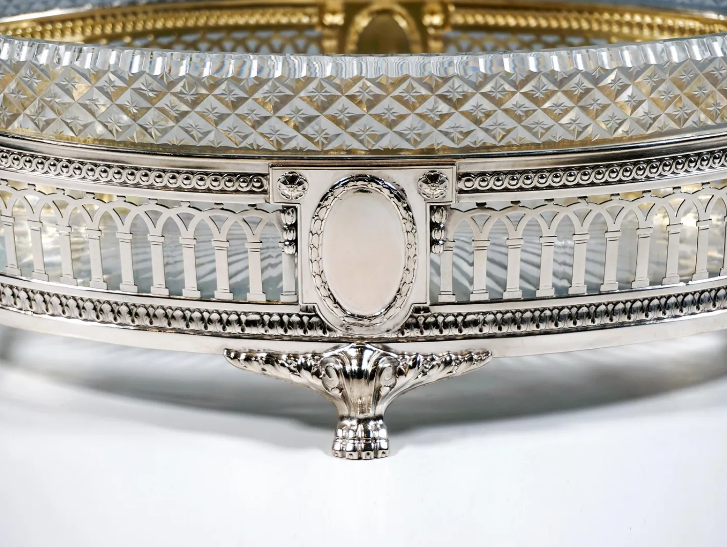 Silberner Jugendstil Jardinière mit geschliffenem Glaseinsatz von Wilhelm Binder, Deutschland, 1900er
