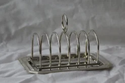 Silberner Toastständer mit Tablett, 1950er