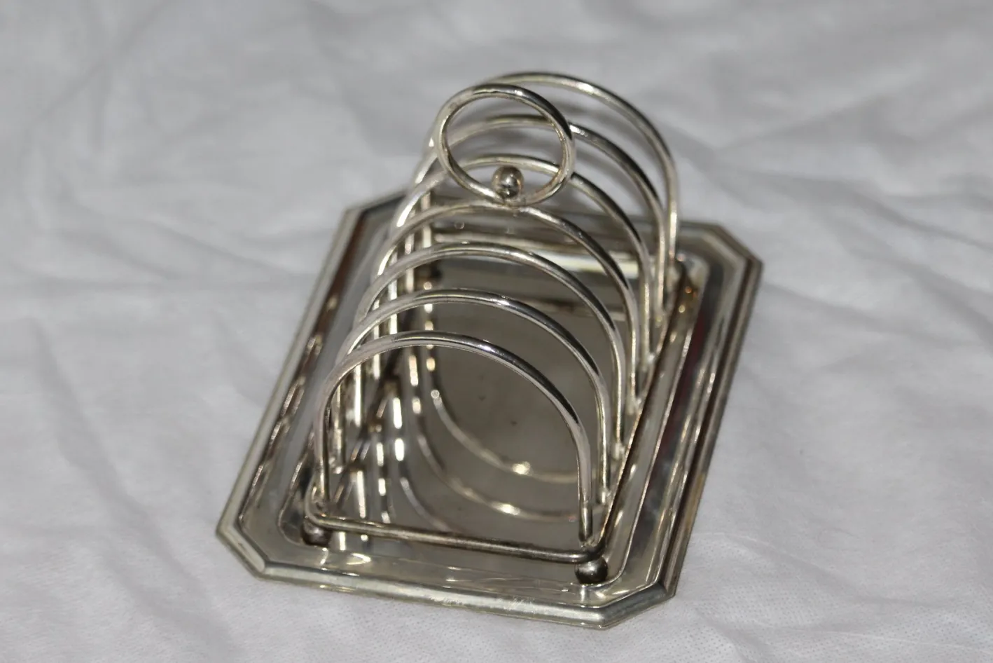 Silberner Toastständer mit Tablett, 1950er