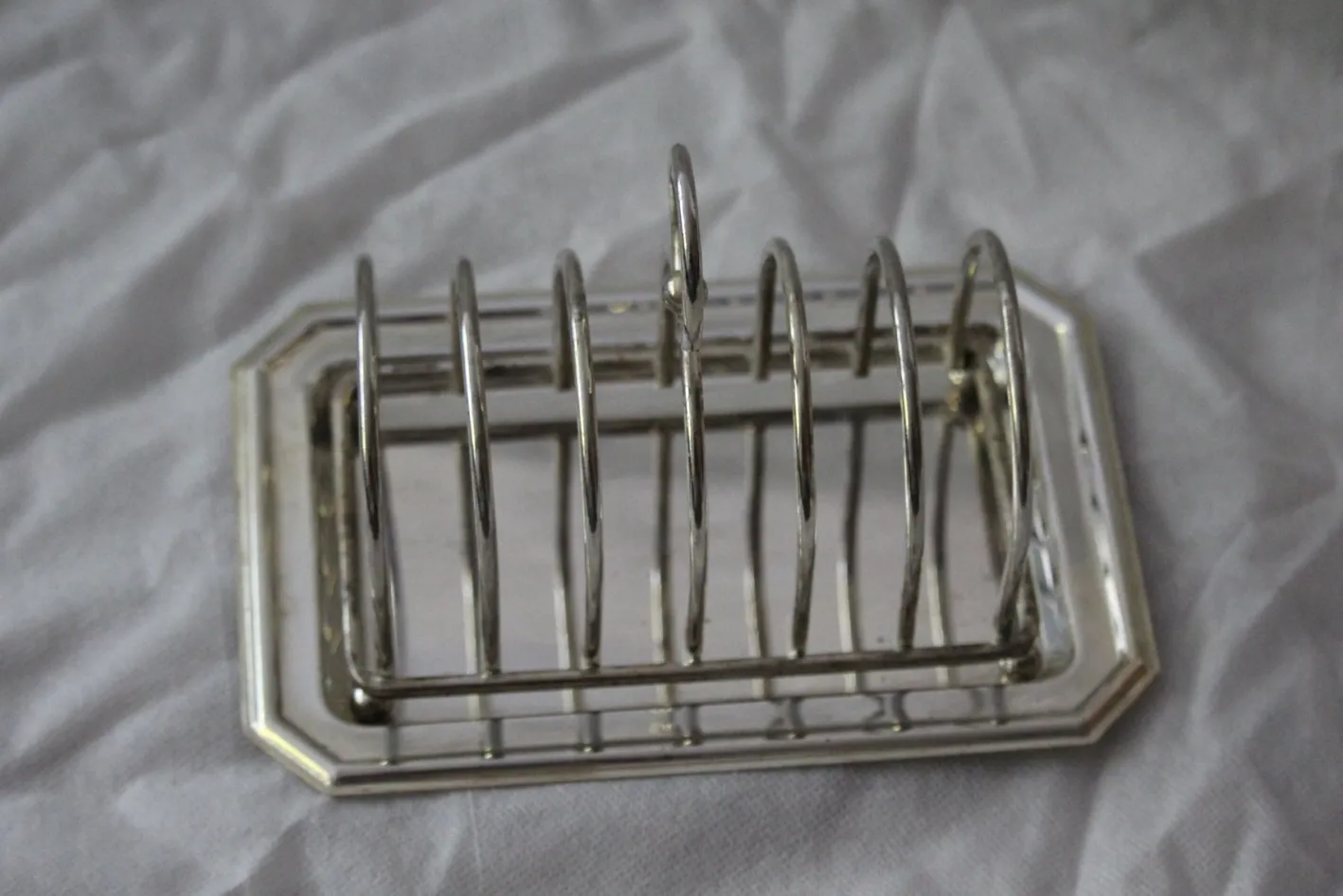 Silberner Toastständer mit Tablett, 1950er