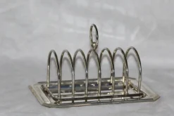 Silberner Toastständer mit Tablett, 1950er