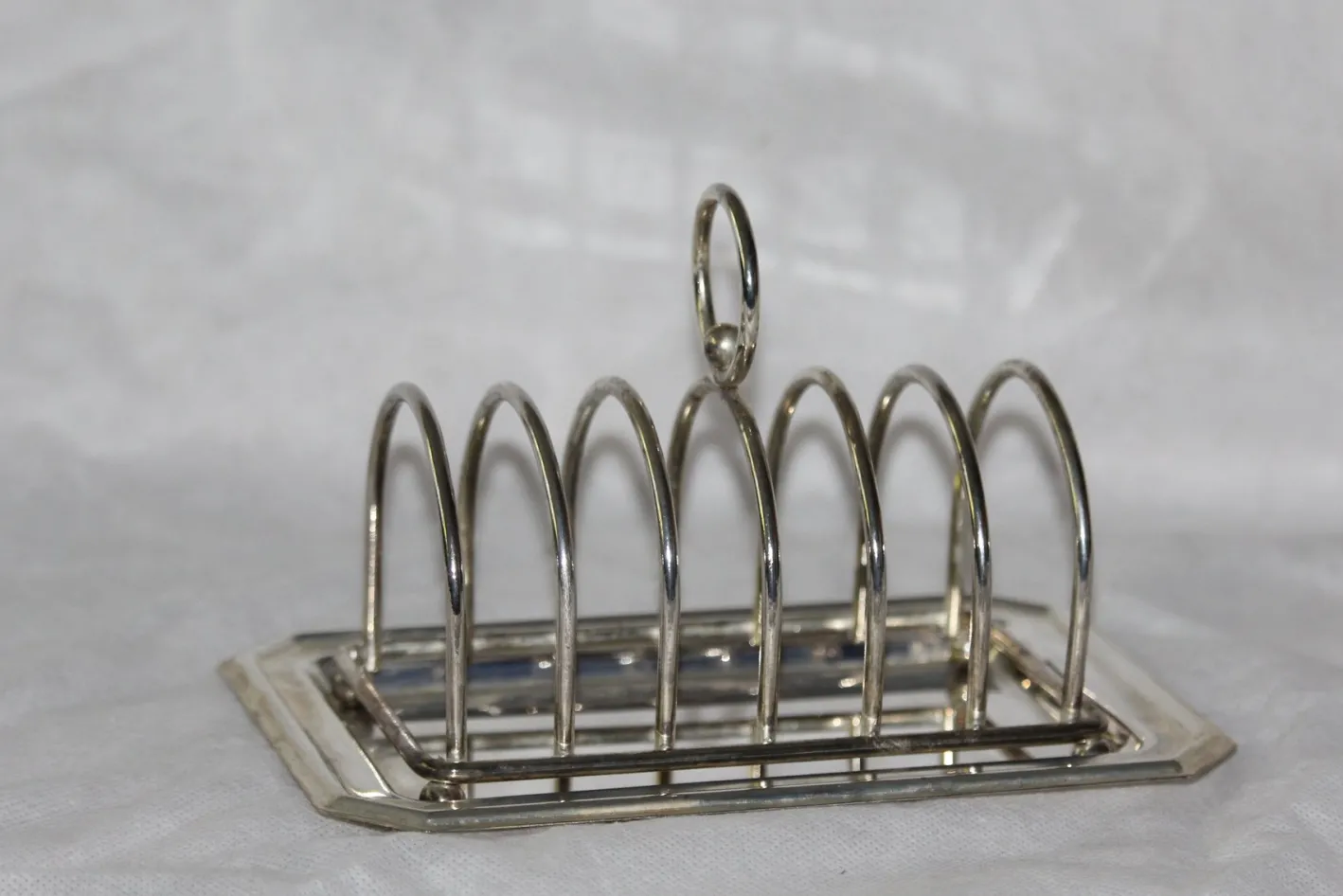 Silberner Toastständer mit Tablett, 1950er