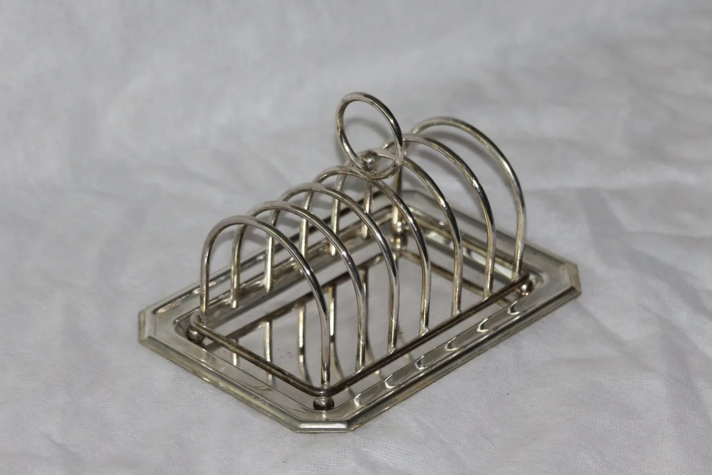Silberner Toastständer mit Tablett, 1950er