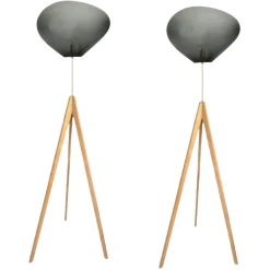 Silberne Stati X Stehlampen in Rauchglas von Eloa, 2er Set