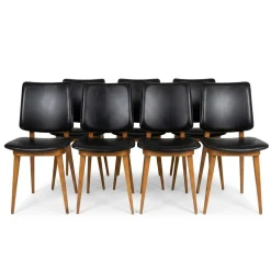 Skandinavische Vintage Stühle aus Kunstleder, 1960er, 6er Set