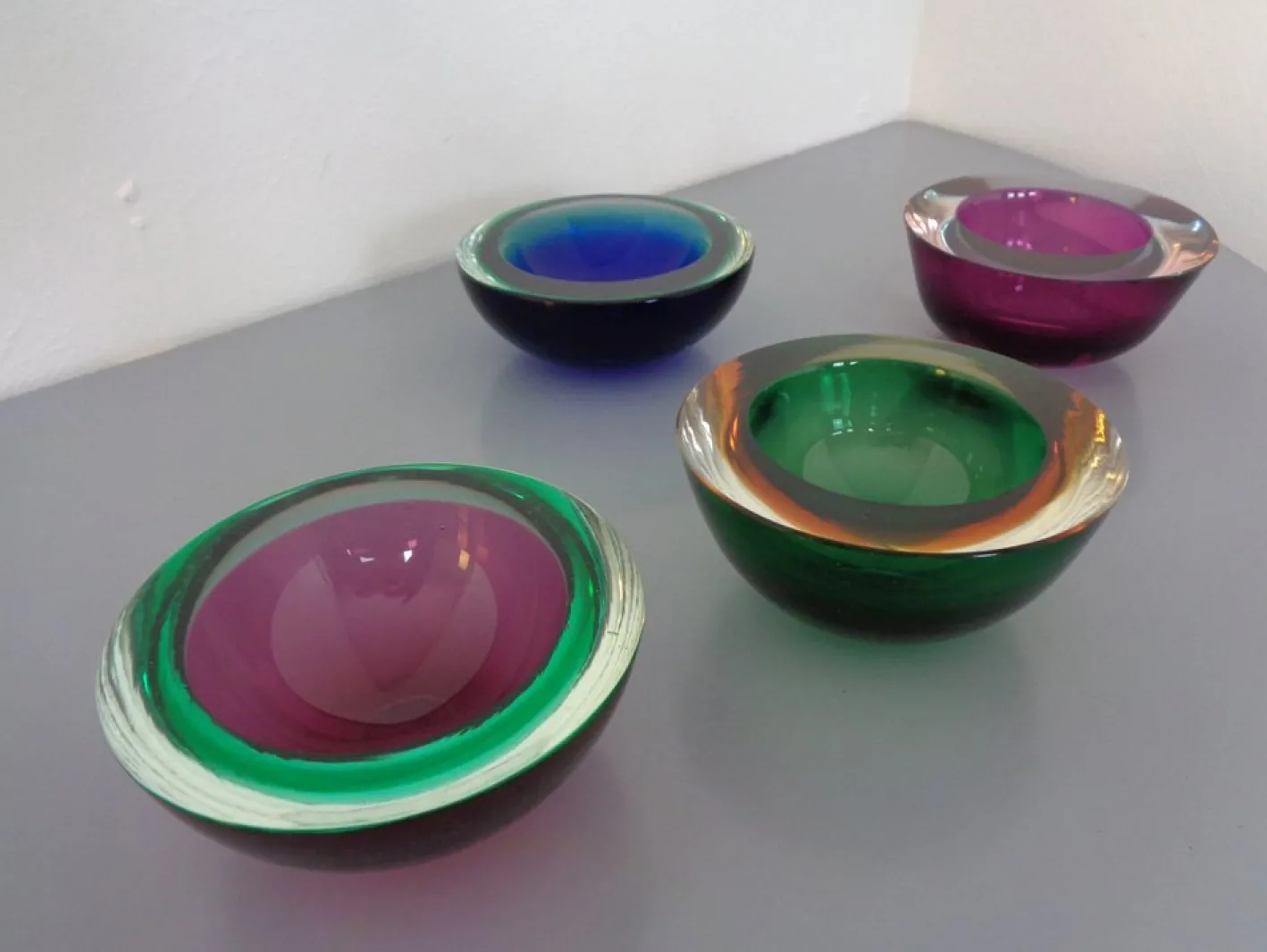 Sommerso Schalen aus Muranoglas von Flavio Poli, 1960er, 4er Set