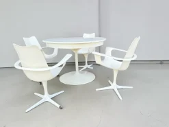 Space Age the Cherry Stühle und ausziehbarer Tulip Tisch von Luigi Colani für Lusch & Co, 1970er, 5er Set