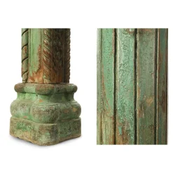 Stone Column und Carved and Patinated Wood
