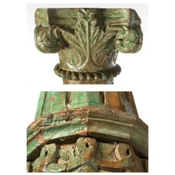Stone Column und Carved and Patinated Wood
