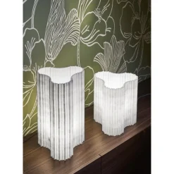 Stripes A4 Tischlampe aus weißem Afyon Marmor von Bufalini Marmi