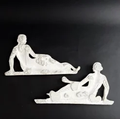 Stuckskulpturen mit weiblichen Aktfiguren, 1920er, 2er Set