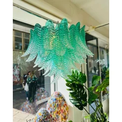 Szenografischer grüner Felci Murano Glas Kronleuchter von Simoeng