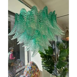Szenografischer grüner Felci Murano Glas Kronleuchter von Simoeng