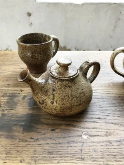 Tassen & Teekanne von André Bodin für Vallauris, 1960er, 8er Set