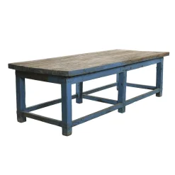 Teak Arbeitstisch mit Blauer Patina