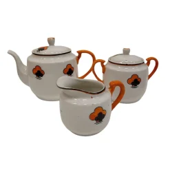 Teeservice aus Polychromem Porzellan, Japan, 1960er, 15 Set